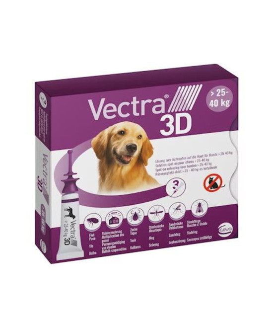 VECTRA 3D DOG 25-40 KG 3 PIPETAS