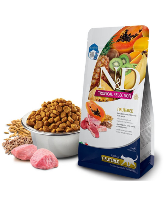 FARMINA ND GATO TROPICAL SELECTION NEUTERED CORDERO 4+1KG