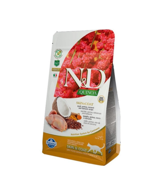 FARMINA ND GATO QUINOA SKIN COAT CODORNIZ 5KG