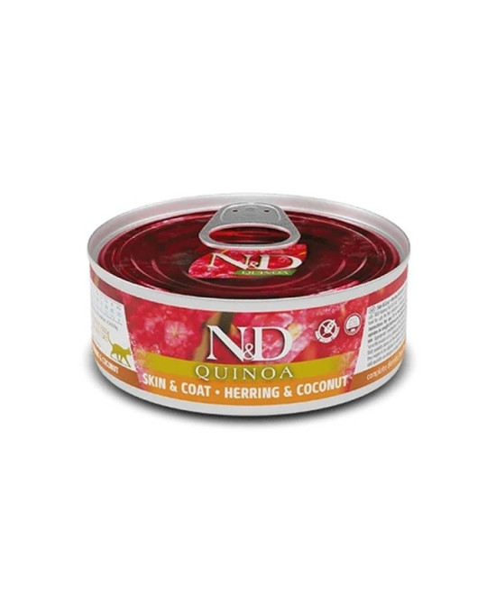 FARMINA ND GATO QUINOA SKIN COAT ARENQUE 80GR