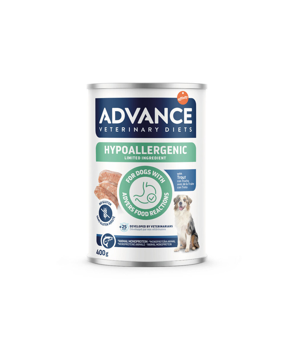 ADVANCE VETERINARY DIETS HYPOALLERGENIC TROUT COMIDA HUMEDA PERROS 400G
