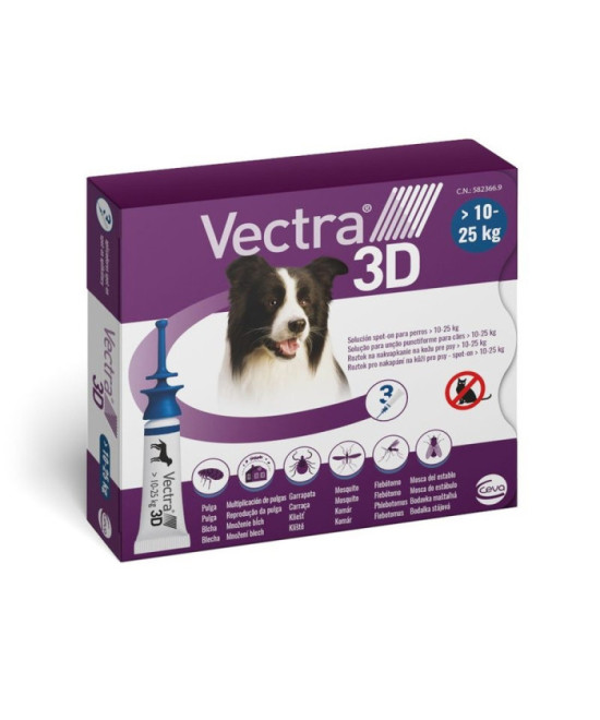 VECTRA 3D DOG 10-25 KG 12 PIPETAS