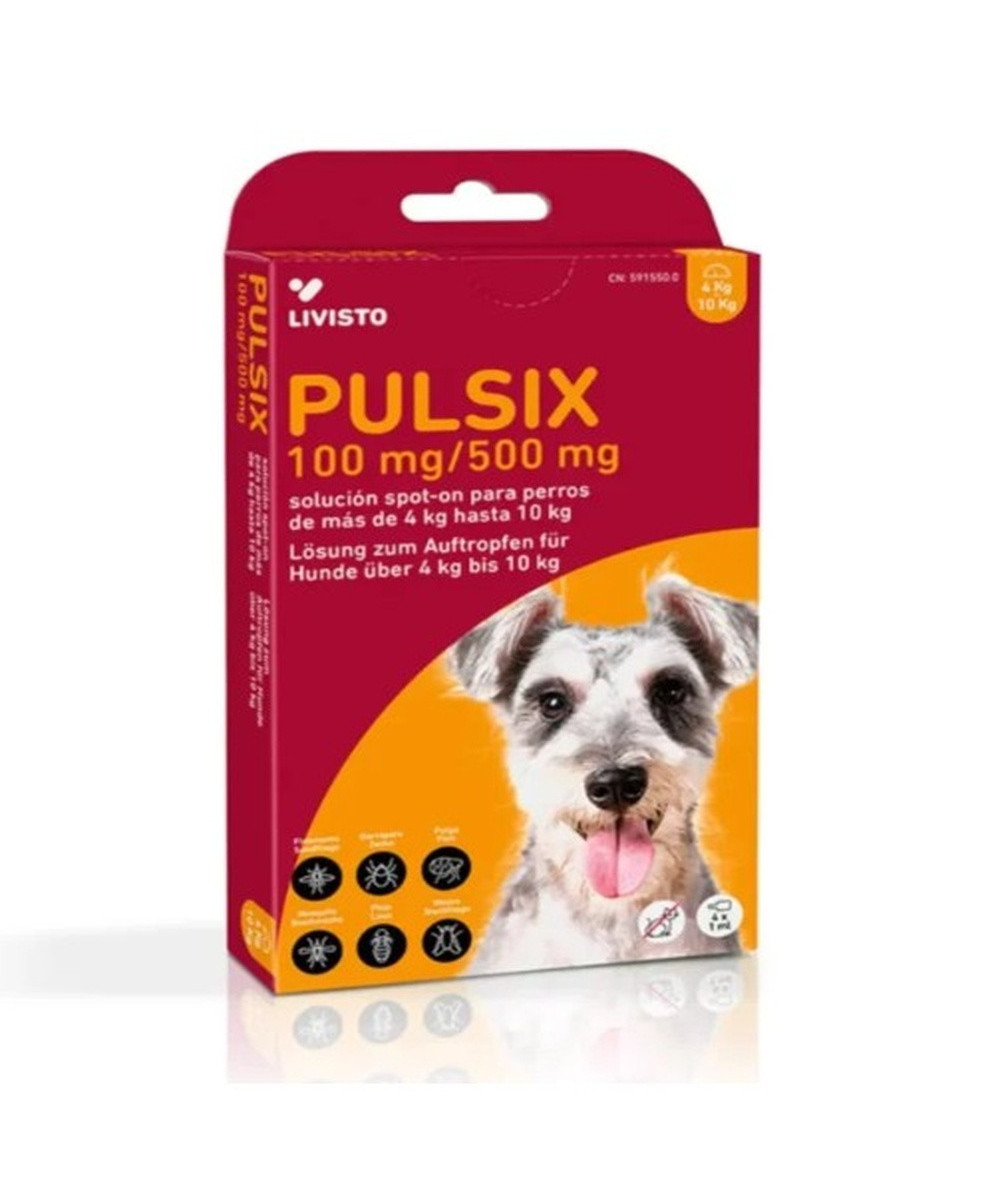 PULSIX 100/500 MG PERROS 4-10 KG 4 PIPETAS